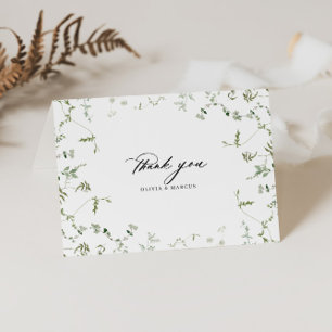 Boho Elegant Botanical Wedding Fold Thank You Card
