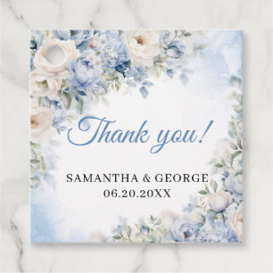 Boho Elegant Dusty Blue and Ivory Flowers wedding Favour Tags