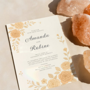 Boho Elegant Earth Tone Floral Wedding Invitation