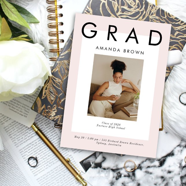 Boho Elegant Magazine Cover Grad  2025  Invitation (Creator Uploaded)