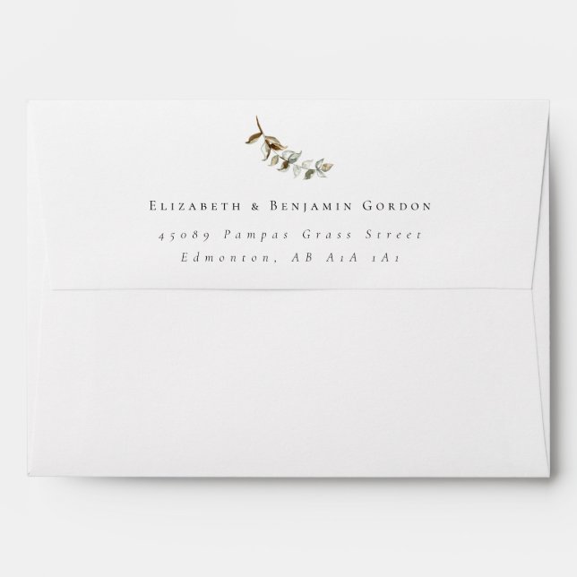 Boho Elegant Modern Bohemian Foliage Pampas Grass  Envelope (Back (Top Flap))