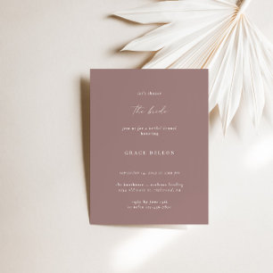 Boho Elegant Modern Dusty Mauve Bridal Shower Invitation