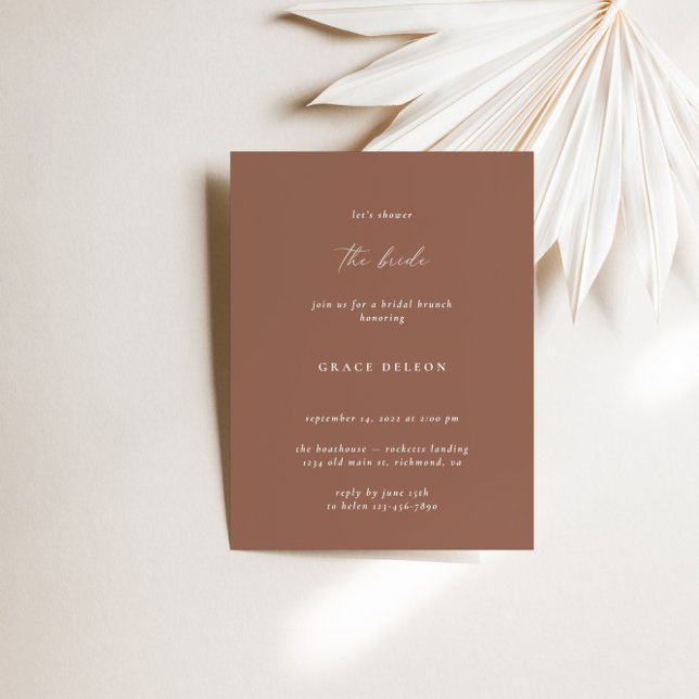 Boho Elegant Modern Dusty Terracotta Bridal Shower Invitation (Boho Elegant Modern Dusty Terracotta Bridal Shower Invitation)