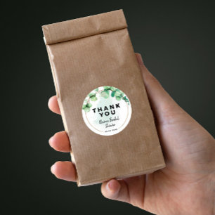 Boho elegant modern greenery eucalyptus wedding classic round sticker