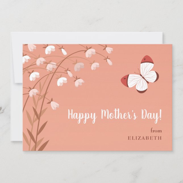 Boho Elegant Mother's Day Butterfly Wildflowers Holiday Card (Front)