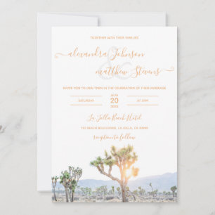 Boho Elegant Orange Joshua Tree Wedding Invitation
