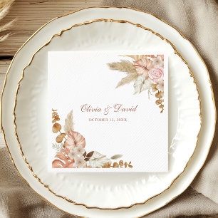 Boho Elegant Pampas Grass Floral Wedding Napkins