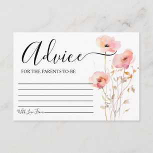 BOHO ELEGANT PINK BLUSH FLOWERS ADVICE BABY SHOWER ENCLOSURE CARD
