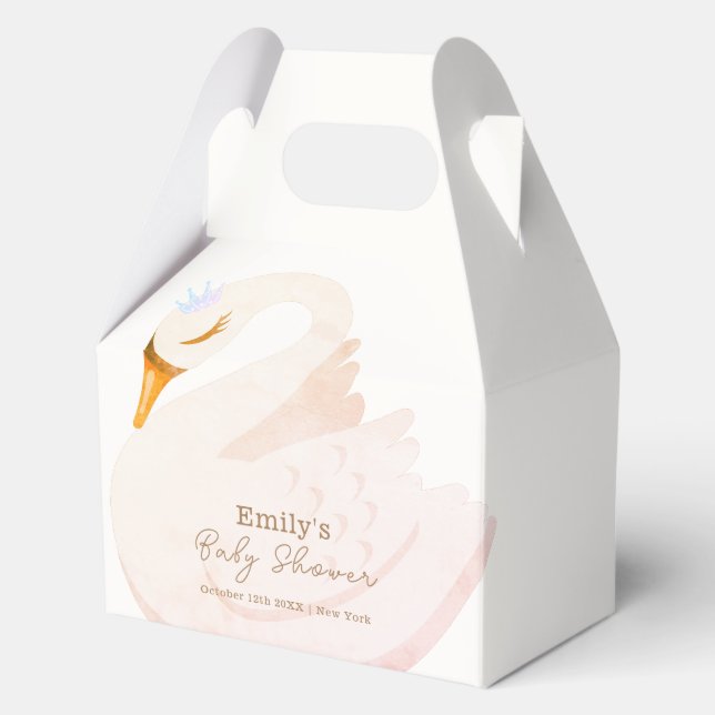 Boho Elegant Princess Swan Girl Baby Shower Favour Box (Front)