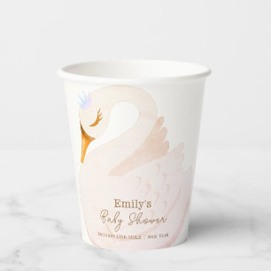 Boho Elegant Princess Swan Girl Baby Shower Paper Cups