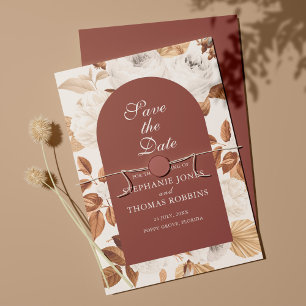 Boho Elegant Terracotta Save the Date Card