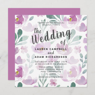 Boho Elegant Watercolor Floral Purple Wedding 