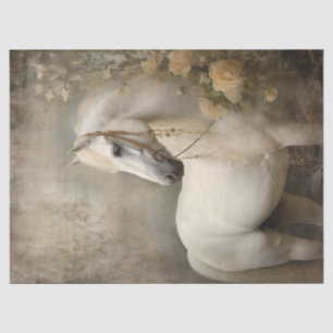 Boho Elegant White Horse Decoupage Tissue Paper