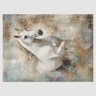 Boho Elegant White Horse Decoupage Tissue Paper