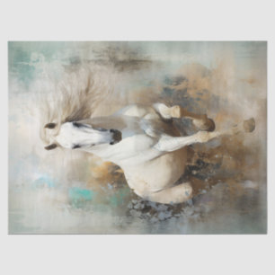 Boho Elegant White Horse Decoupage Tissue Paper