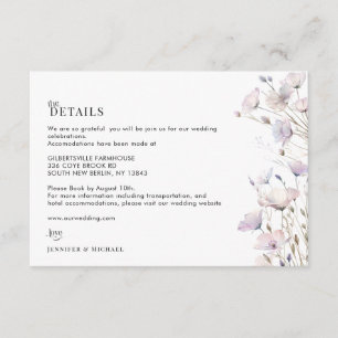Boho Elegant Wildflower Wedding Details Card