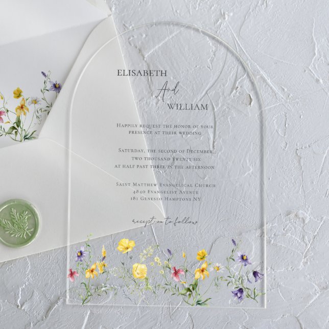Boho Elegant Wildflowers Photo Wedding Invitation (Creator Uploaded)