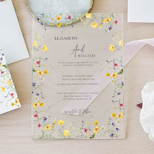 Boho Elegant Wildflowers Wedding Invitation