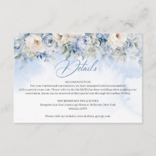 Boho Elegant winter dusty blue and ivory flowers  Enclosure Card