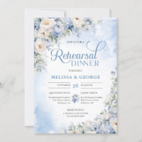 Boho Elegant Winter Dusty Blue and Ivory Flowers 