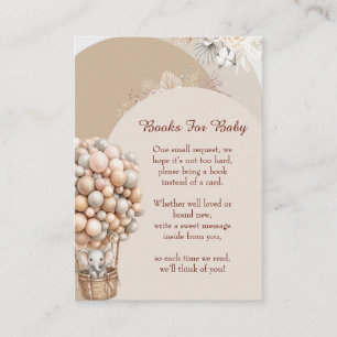 Boho Elephant Air Balloon Neutral Books For Baby Enclosure Card