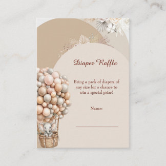 Boho Elephant Air Balloon Neutral Diaper Raffle Enclosure Card