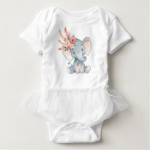 Boho Elephant Baby Tutu Romper 1st Birthday Outfit