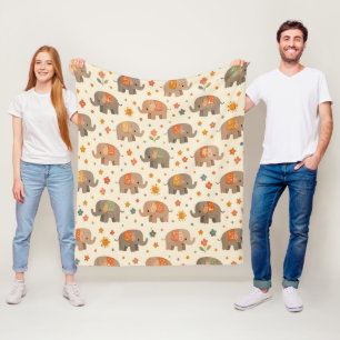 Boho Elephant Fleece Blanket