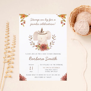 Boho Elephant Handwritten Baby Shower Invitation