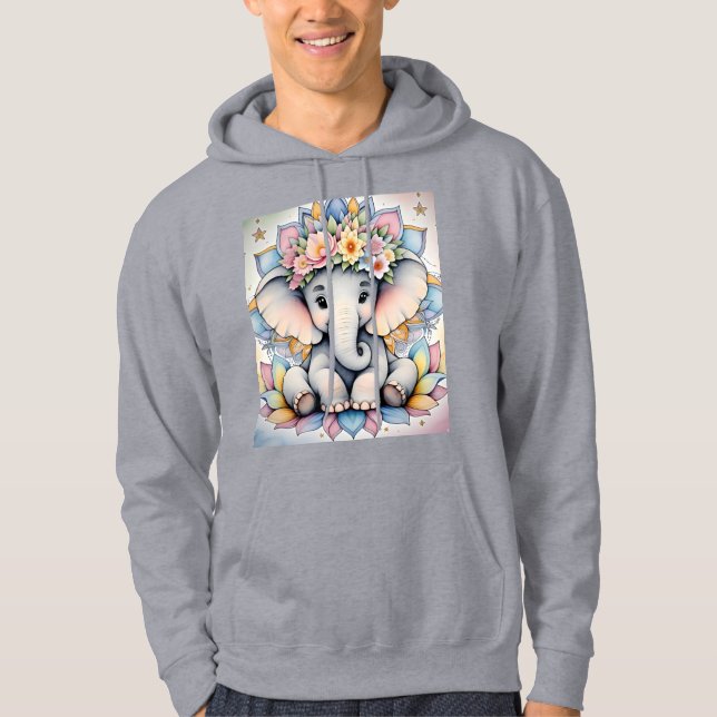 Boho Elephant 🌼🐘 | Peace & Petals Hoodie (Front)