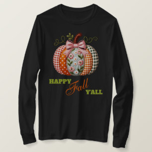 Boho Embroidered Look Patchwork Pumpkin T-Shirt