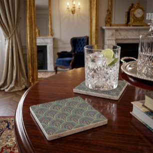 Boho Embroidery Arch Pattern Marble Coaster
