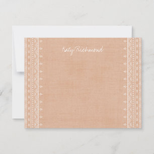 Boho Embroidery Tribal Pattern Stationery - Orange
