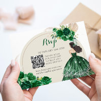 Boho Emerald Green Princess Quinceañera QR