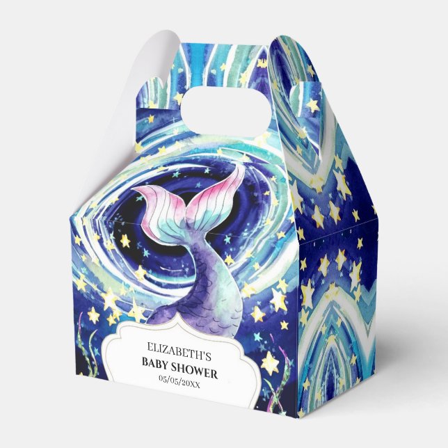 Boho Enchanted Mermaid Baby Shower Favour Box (Front Side)
