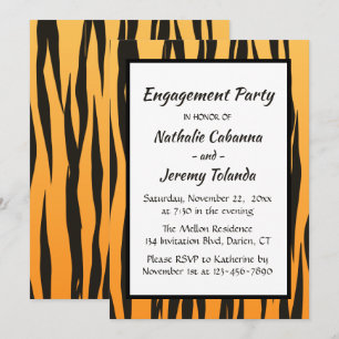 Boho Engagement Gold Black Tiger Stripe Wedding Invitation