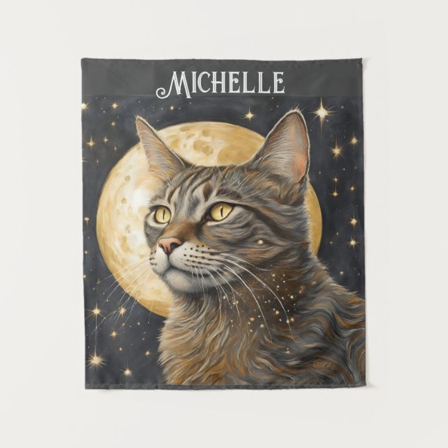 Boho Esthetic Beautiful Christmas Cat Tapestry (Front)