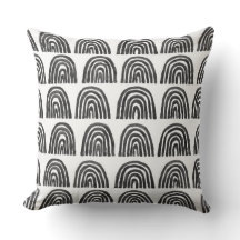 Boho Ethnic Black & White Throw Pillow 