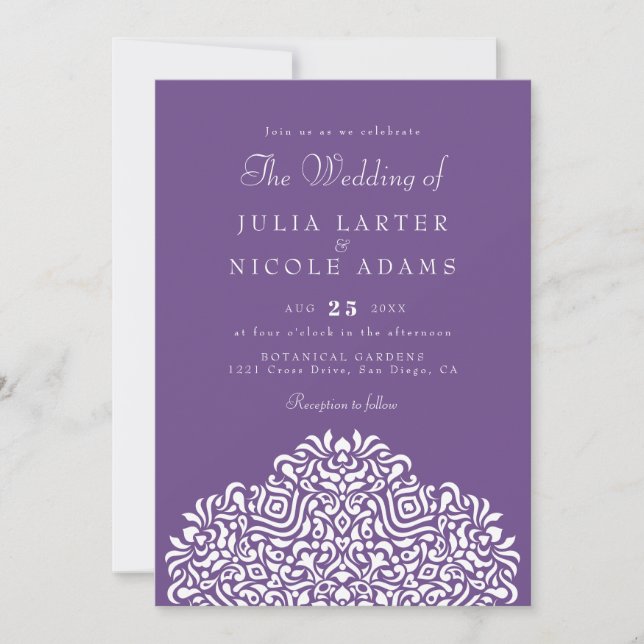 Boho Ethnic Botanical Accent Wedding Invitation (Front)