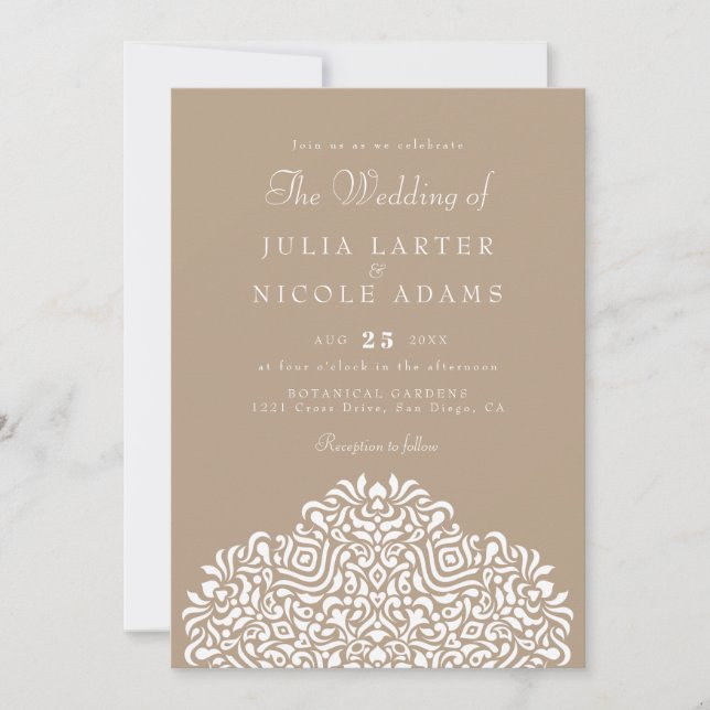 Boho Ethnic Botanical Accent Wedding Invitation (Front)