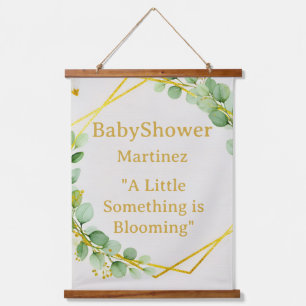 Boho Eucalyptus and Gold Baby Shower Backdrop Tape Hanging Tapestry