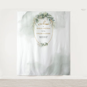 Boho eucalyptus and gold Bridal Shower backdrop Tapestry
