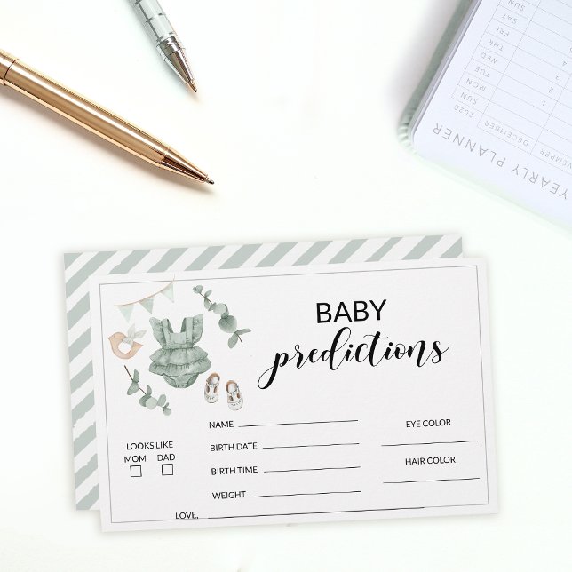 Boho eucalyptus baby shower predictions stationery (Creator Uploaded)