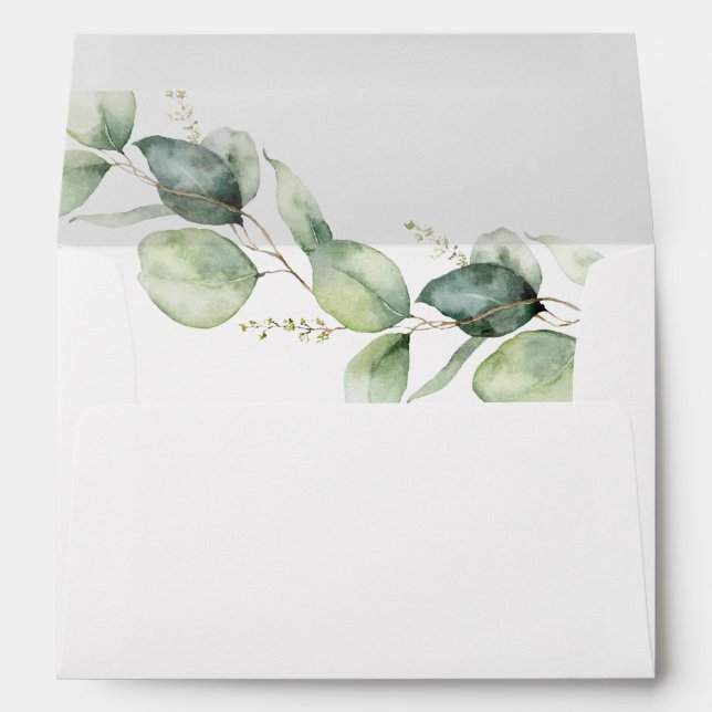 Boho  Eucalyptus Botanical Greenery Bridal Shower Envelope (Back (Bottom))