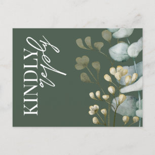 Boho Eucalyptus Dark Green & White RSVP Invitation Postcard