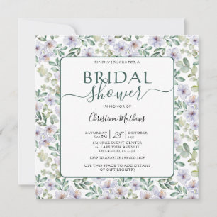 Boho Eucalyptus & Floral Green Bridal Shower Invitation