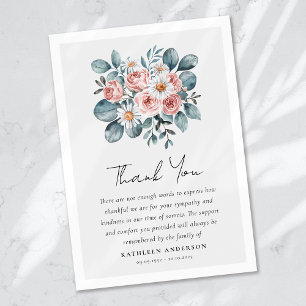 Boho Eucalyptus Floral Sympathy Funeral Thank You Card