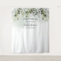 Boho eucalyptus gold photo Bridal Shower backdrop