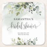 Boho Eucalyptus greenery branches gold Bridal Square Paper Coaster<br><div class="desc">Get ready to add a touch of Boho chic to your bridal shower with these stunning Boho Eucalyptus greenery branches gold Square Paper Coasters! These coasters are not just practical but also beautifully designed with a touch of elegance that will surely impress your guests. The lush greenery branches blended with...</div>