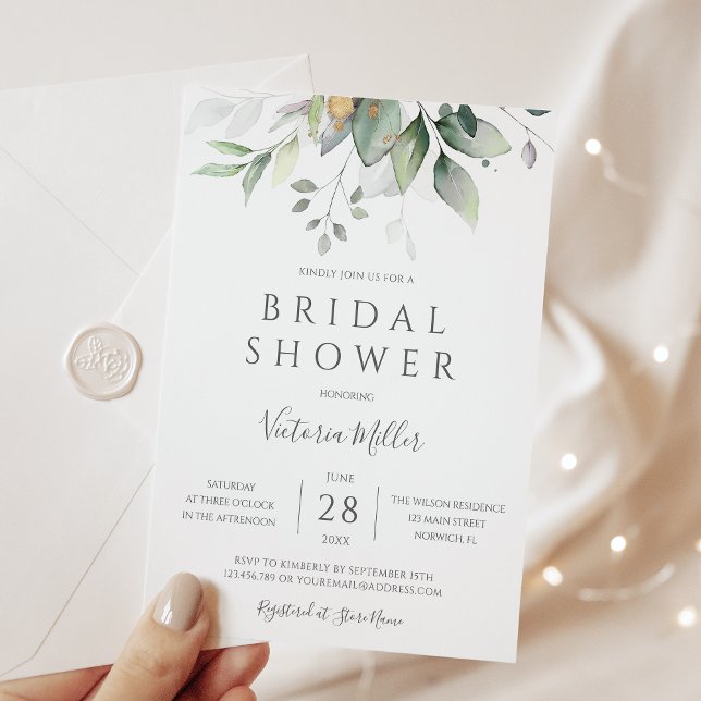Boho Eucalyptus Greenery Bridal Shower Invitation (Creator Uploaded)